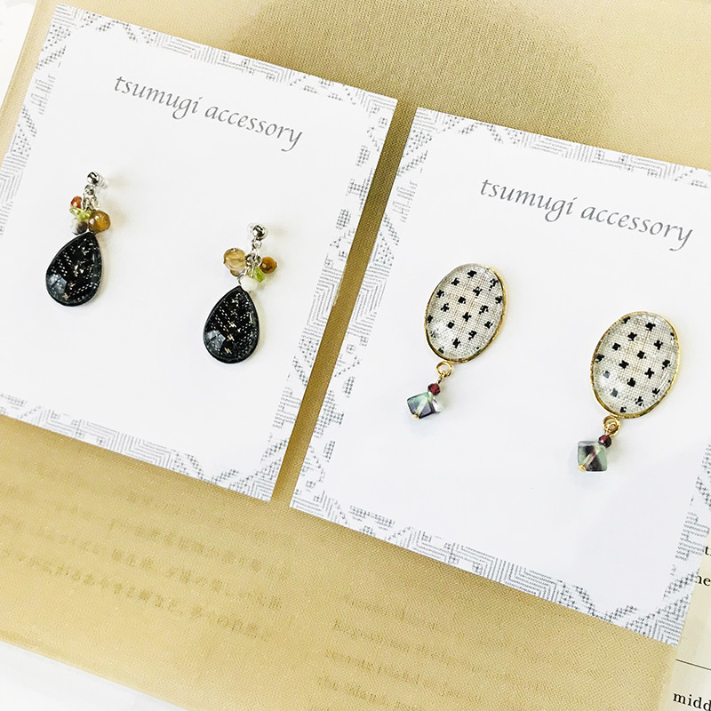 白黒紬アクセサリー☆ 白黒紬アクセサリー☆