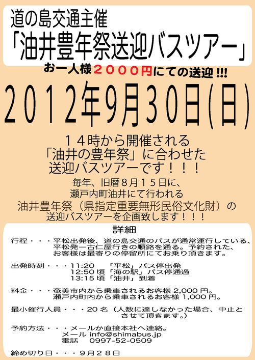 奄美大島,油井豊年祭,バスツアー