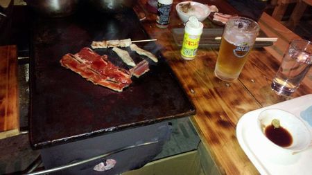 薪ストーブ焼肉