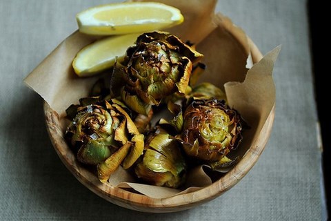 Baby Purple Artichokes Fried in Olive Oil